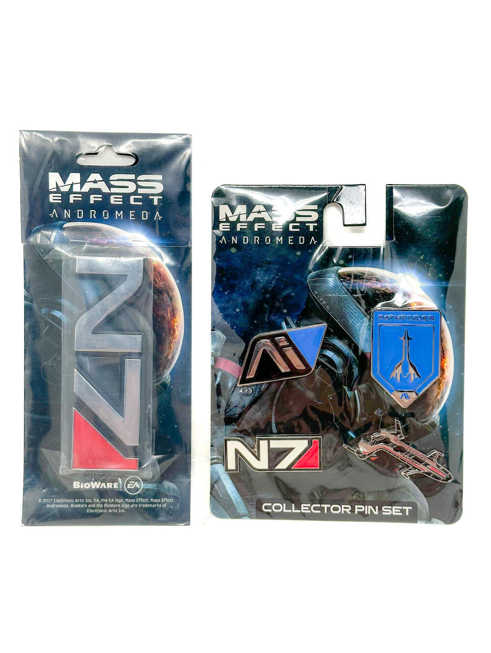 Mass Effect 3D N7 Car Emblem & Collector Pin Set Lot Bioware Thinkgeek Andromeda